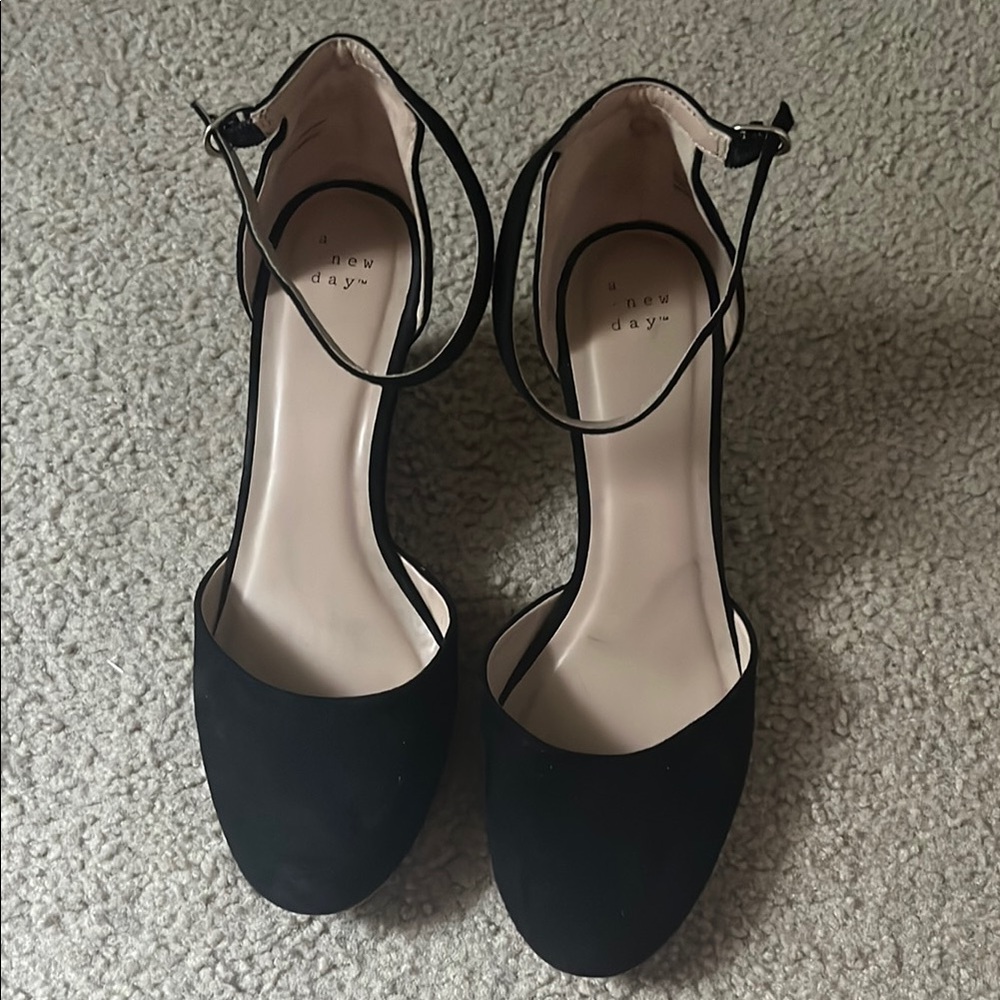 A New Day Black Ankle Strap Heels